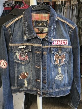Blue Denim Jacket with Alabama & BAMA Patches
